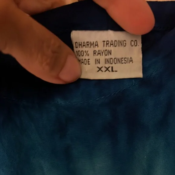 Xxl Blue/ green /black Tie-Dye Maxi Dress by Dharma Trading company w/ tie back - Picture 2 of 6